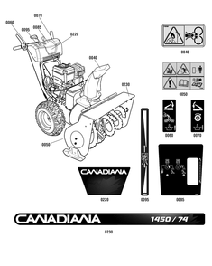 Decals Group Diagram and Parts List for 1696055-CM741450H 2011 Briggs and Stratton Snow Blower